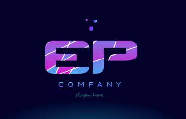mavi pembe mor Alfabe harf logo simge vecto renkli ep e p