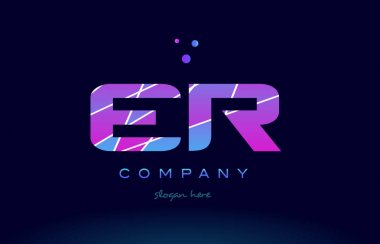 er e r renkli mavi pembe mor Alfabe harf logo simge vecto