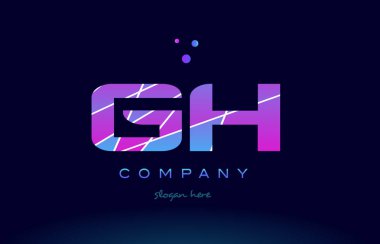 GH g h mavi pembe mor Alfabe harf logo simge vecto renkli
