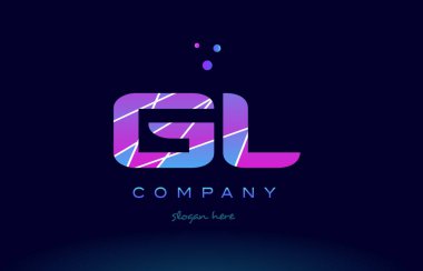 mavi pembe mor Alfabe harf logo simge vecto renkli gl g m