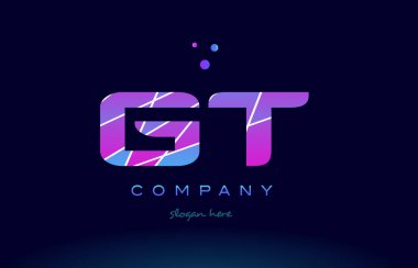 mavi pembe mor Alfabe harf logo simge vecto renkli gt g t