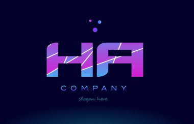 ha h bir renkli mavi pembe mor Alfabe harf logo simge vecto