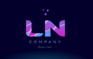 LN l n renkli mavi pembe mor Alfabe harf logo simge vecto