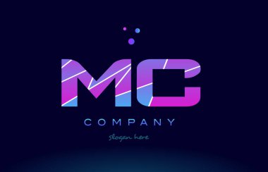 MC m c renkli mavi pembe mor Alfabe harf logo simge vecto