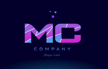 mc m c  colored blue pink purple alphabet letter logo icon vecto clipart