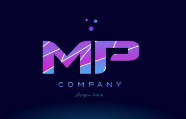 mavi pembe mor Alfabe harf logo simge vecto renkli mp m p
