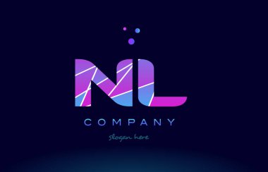 mavi pembe mor Alfabe harf logo simge vecto renkli nl n l