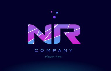 Nr n r mavi pembe mor Alfabe harf logo simge vecto renkli