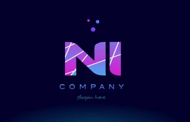 ni n mavi pembe mor Alfabe harf logo simge vecto renkli
