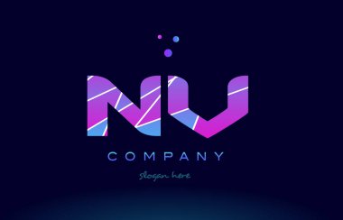 mavi pembe mor Alfabe harf logo simge vecto renkli nv n v