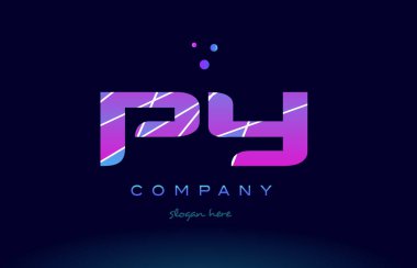 py p y mavi pembe mor Alfabe harf logo simge vecto renkli