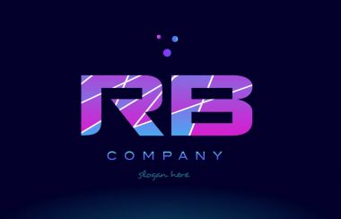 RB r b mavi pembe mor Alfabe harf logo simge vecto renkli