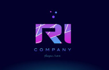 RI r mavi pembe mor Alfabe harf logo simge vecto renkli
