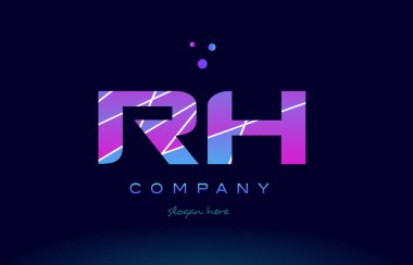 RH r h mavi pembe mor Alfabe harf logo simge vecto renkli