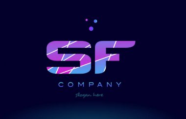 mavi pembe mor Alfabe harf logo simge vecto renkli sf s f