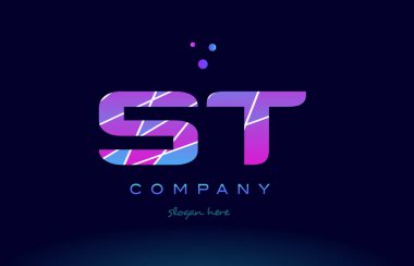 mavi pembe mor Alfabe harf logo simge vecto renkli st s t