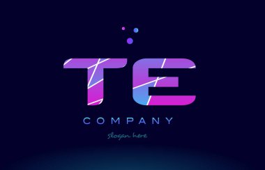 mavi pembe mor Alfabe harf logo simge vecto te t e renkli