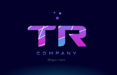 tr t r mavi pembe mor Alfabe harf logo simge vecto renkli