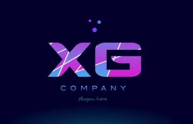 xg x g  colored blue pink purple alphabet letter logo icon vecto
