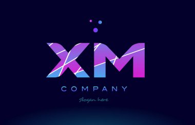 XM x m renkli mavi pembe mor Alfabe harf logo simge vecto