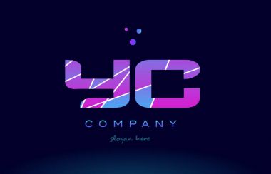 YC y c renkli mavi pembe mor Alfabe harf logo simge vecto