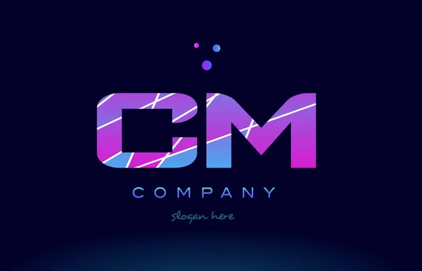 Cm c m  colored blue pink purple alphabet letter logo icon vecto — Stock Vector