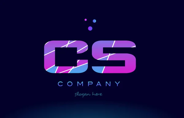 Cs c s  colored blue pink purple alphabet letter logo icon vecto — Stock Vector