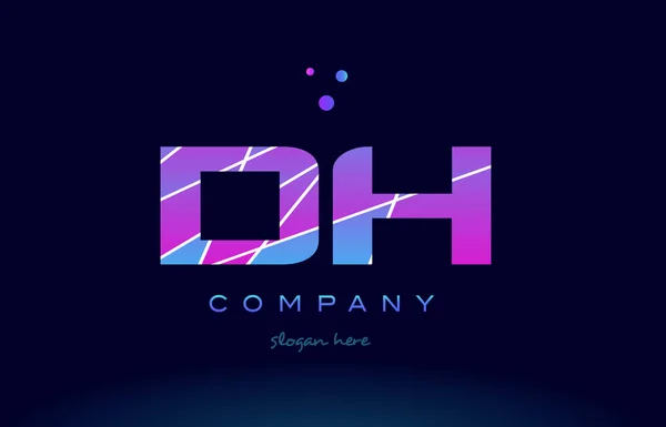 Dh d h  colored blue pink purple alphabet letter logo icon vecto — Stock Vector