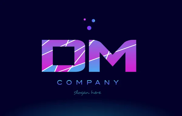 Dm d m  colored blue pink purple alphabet letter logo icon vecto — Stock Vector