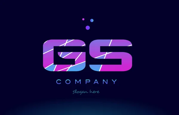 Gs g s  colored blue pink purple alphabet letter logo icon vecto — Stock Vector