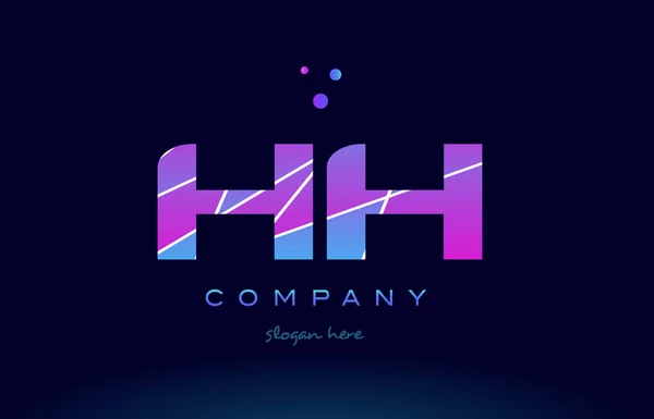 Hh h h  colored blue pink purple alphabet letter logo icon vecto — Stock Vector