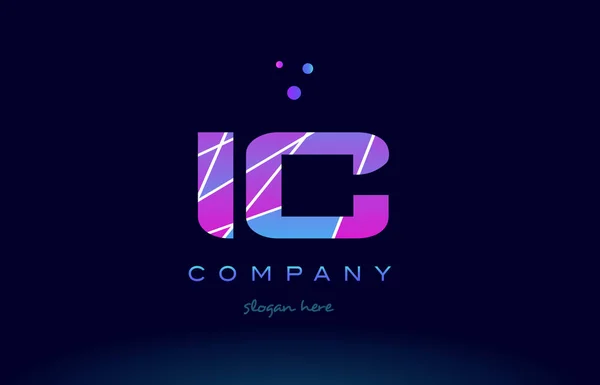 Ic i c  colored blue pink purple alphabet letter logo icon vecto — Stock Vector