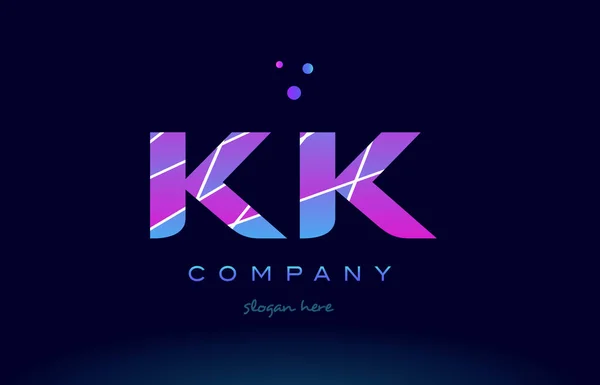 Kk k k цветной голубой розовый фиолетовый алфавит буква логотип иконка векто — стоковый вектор