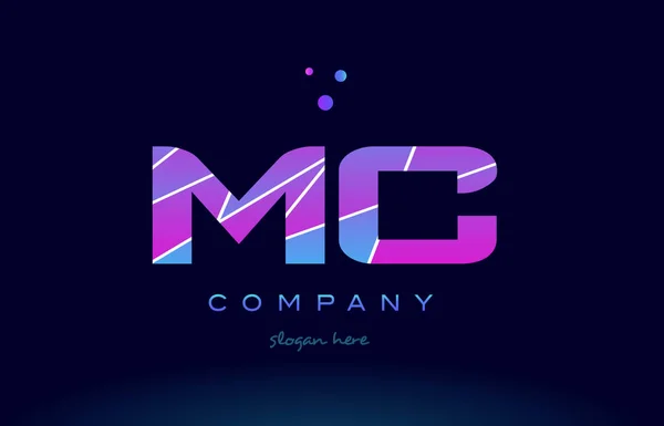 Mc m c 색깔 파란 분홍색 자주색 알파벳 편지 로고 아이콘 vecto — 스톡 벡터