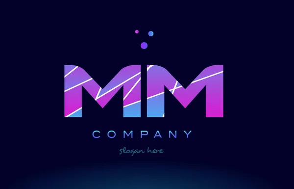 Mm m m couleur bleu rose violet lettre alphabet logo icône vecto — Image vectorielle