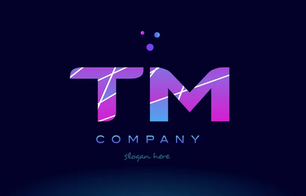 Tm t m  colored blue pink purple alphabet letter logo icon vecto — Stock Vector