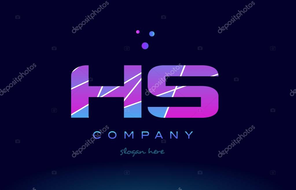 Hs h s  creative color blue background pink purple magenta alphabet letter company logo vector icon