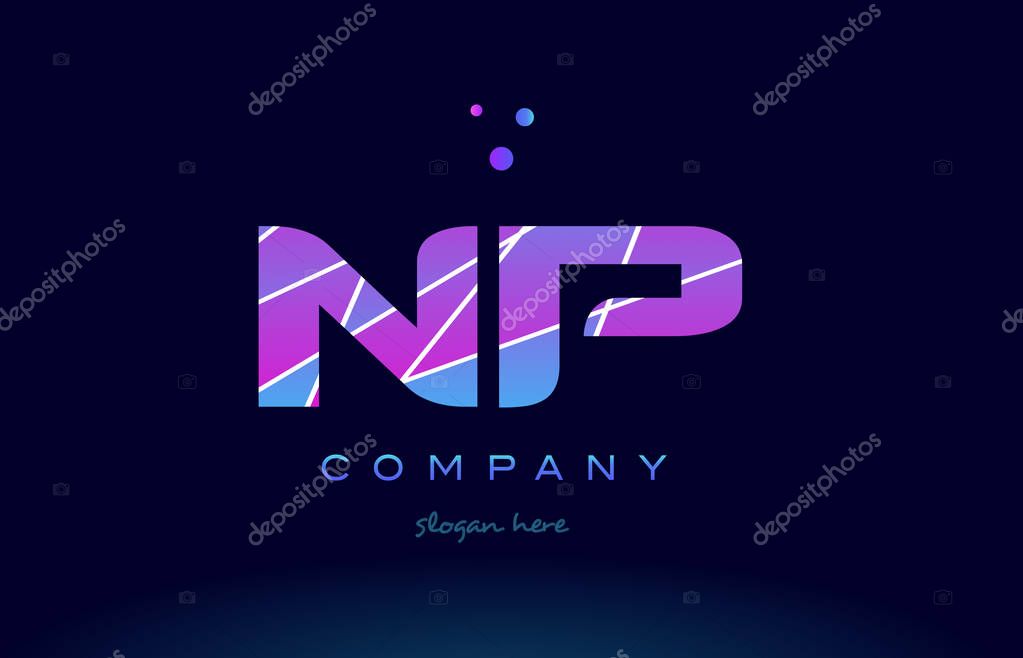 Np n p  creative color blue background pink purple magenta alphabet letter company logo vector icon