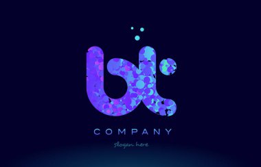 BT b t kabarcık daire nokta pembe mavi Alfabe harf logo simge vektör