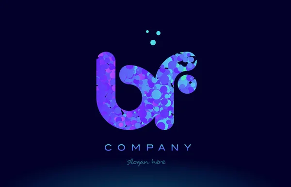 Bf b f bubble circle dots pink blue alphabet letter logo icon vector — Stock Vector