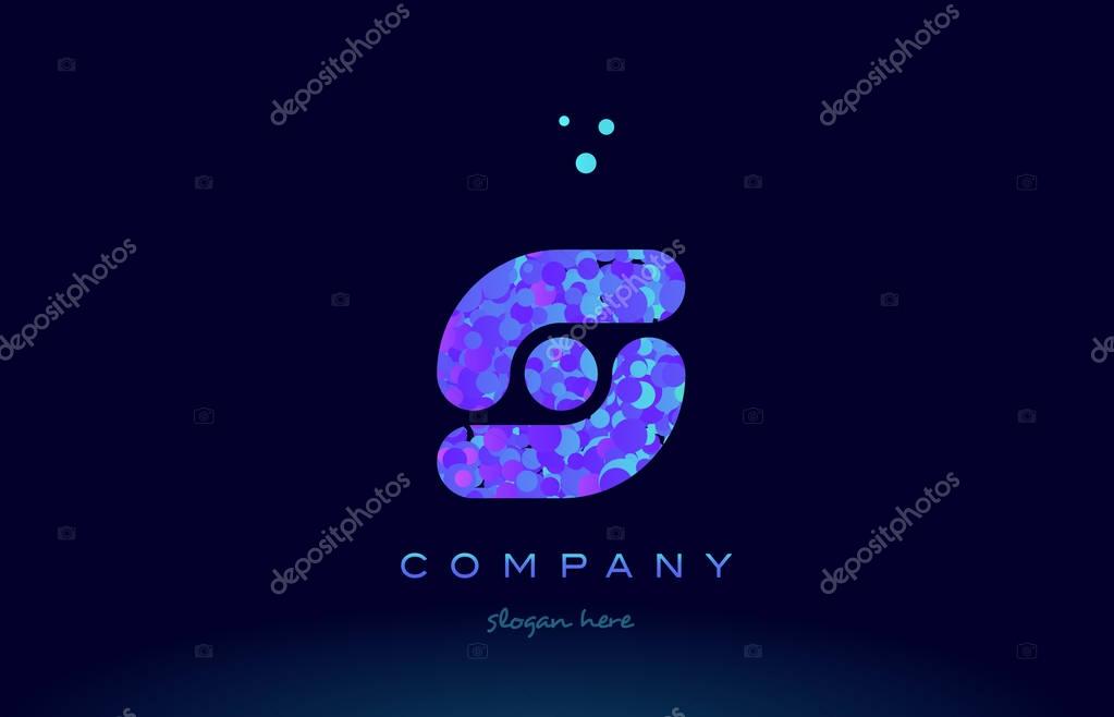 S alphabet pink blue bubble circle dots creative letter company logo vector icon design template