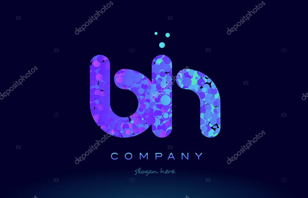 Bh b h alphabet pink blue bubble circle dots creative letter company logo vector icon design template