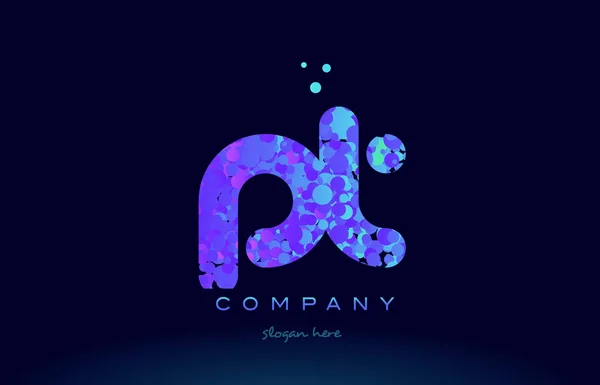 Pt p t bubble circle dots pink blue alphabet letter logo icon vector — Stock Vector