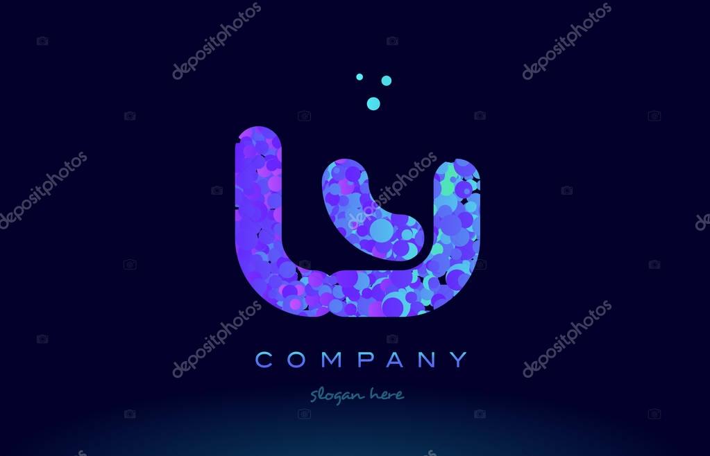 Ly l y alphabet pink blue bubble circle dots creative letter company logo vector icon design template