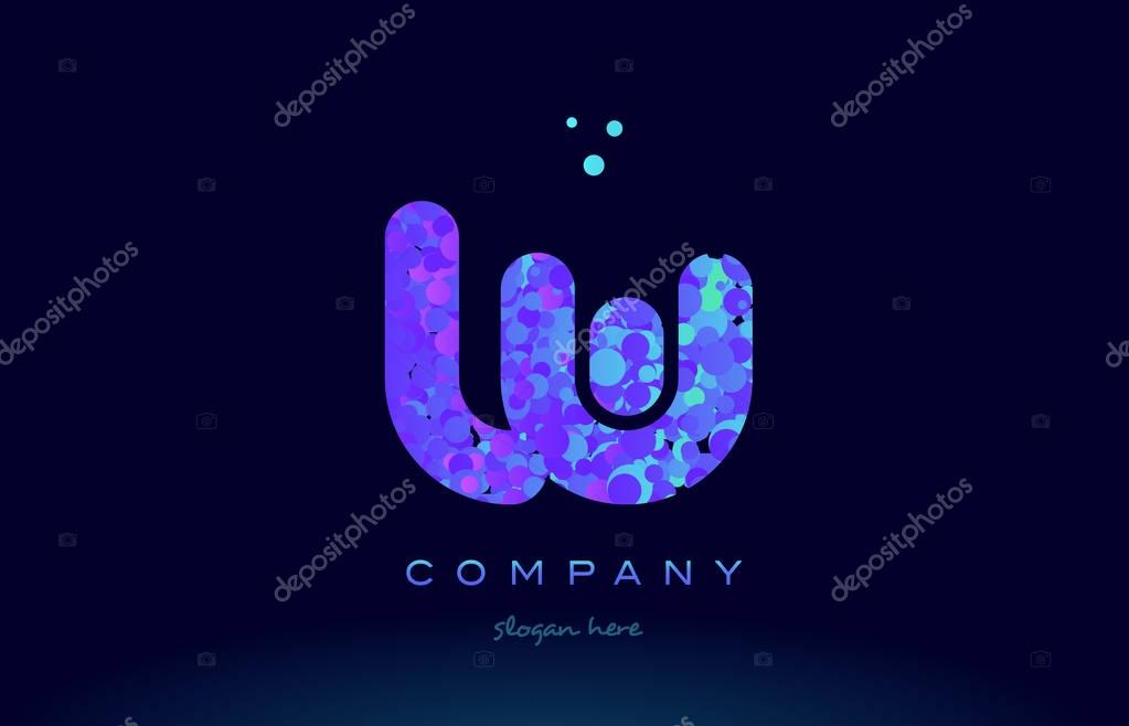 Lw l w alphabet pink blue bubble circle dots creative letter company logo vector icon design template