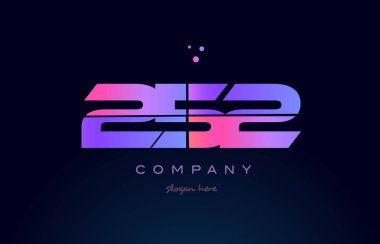 252 pembe Pembe mor sayı basamaklı rakam logo simge vektör