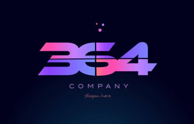 364 pembe Pembe mor sayı basamaklı rakam logo simge vektör