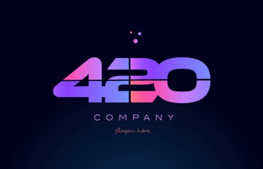 420 pembe Pembe mor sayı basamaklı rakam logo simge vektör