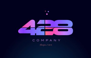 428 pembe Pembe mor sayı basamaklı rakam logo simge vektör