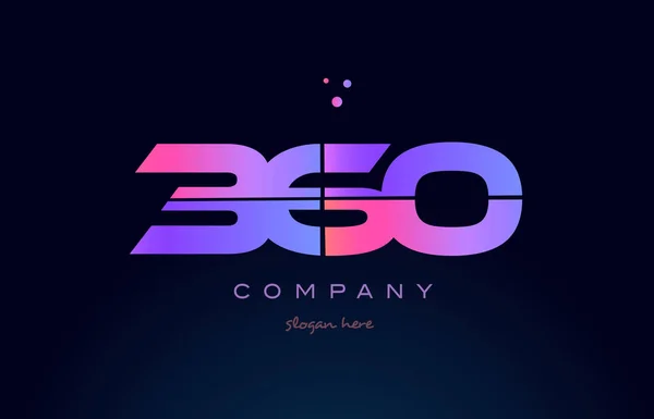 360 pembe Pembe mor sayı basamaklı rakam logo simge vektör — Stok Vektör